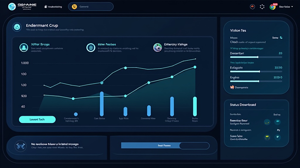 Futuristic interface showing advanced status download features with AI-powered categorization and cloud integration