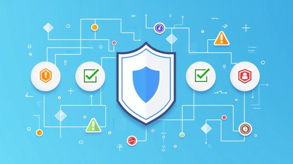Infographic showing security checklist for status download apps with checkmarks and warning signs